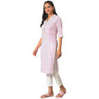 Aurelia Purple Solid Cotton Regular Kurta for Women