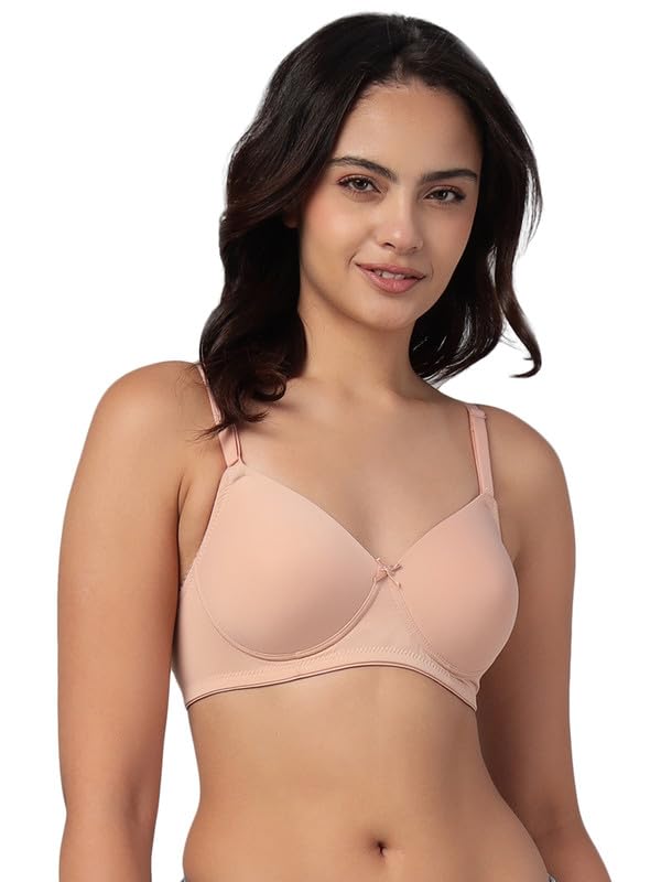 Clovia WomenS Solid Padded Full Cup Wire Free Multiway TShirt Bra (Br1744B24_Skin_38C) 38