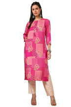 Soch Womens Pink Viscose Muslin Floral Print Kurta