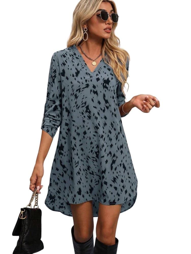 Om Sai Latest Creation Western Dress || Rayon All Over Leopard Printed Western Dresses For Women || Roll Up Sleeve & V-Neck A-Li