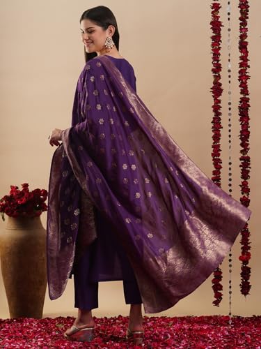 ANNI DESIGNER Womens Rayon Blend Straight Embroidered Kurta with Pant & Dupatta (MANUSHI BEGANI-VKS03_XXL_Begani_XX-Large)