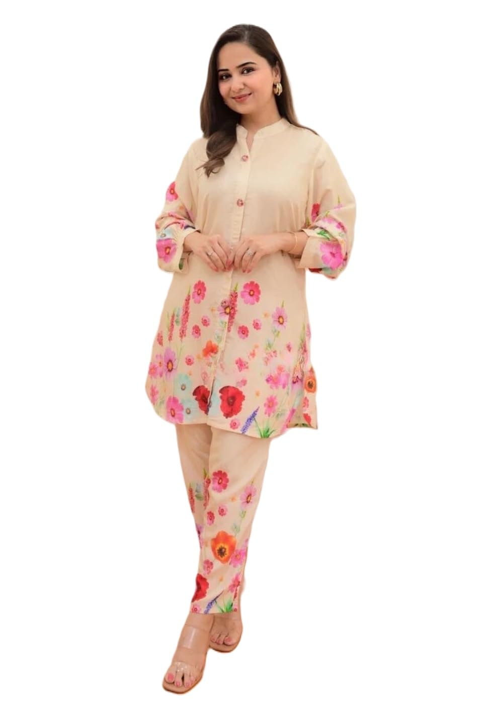 Leriya Fashion Ethnic Co Ord Set for Women Kurta Set for Women | 2 Piece Kurta Set | Kurta with Pant for Women | Co-ord Set (Lar
