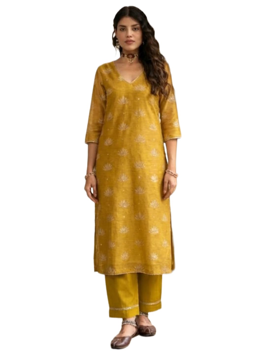ANNI Designer Womens Viscose Straight Printed Kurta with Palazzo (Dipsha Yellow_XXL_Yellow_XX-Large)