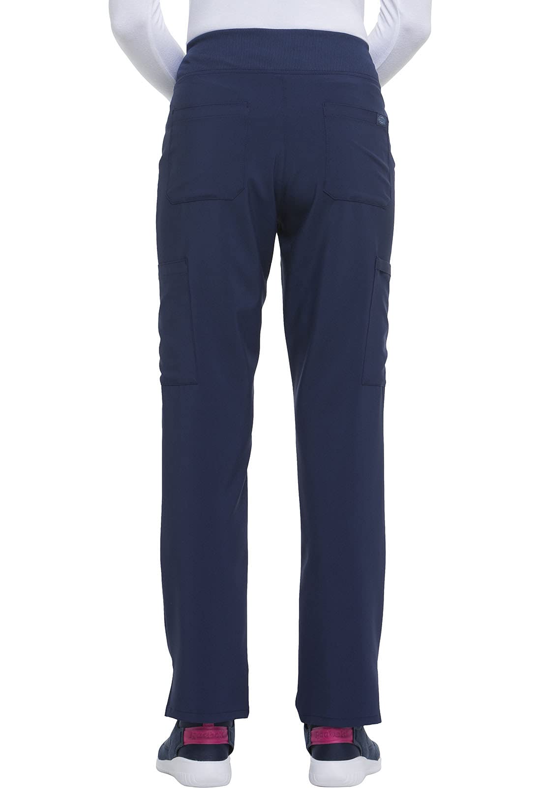 Dickies Women's Scrub Pants Natural Rise Tapered Leg Pull-On Bottoms with 7 Pockets and Knit Waistband DK005, XL, Navy