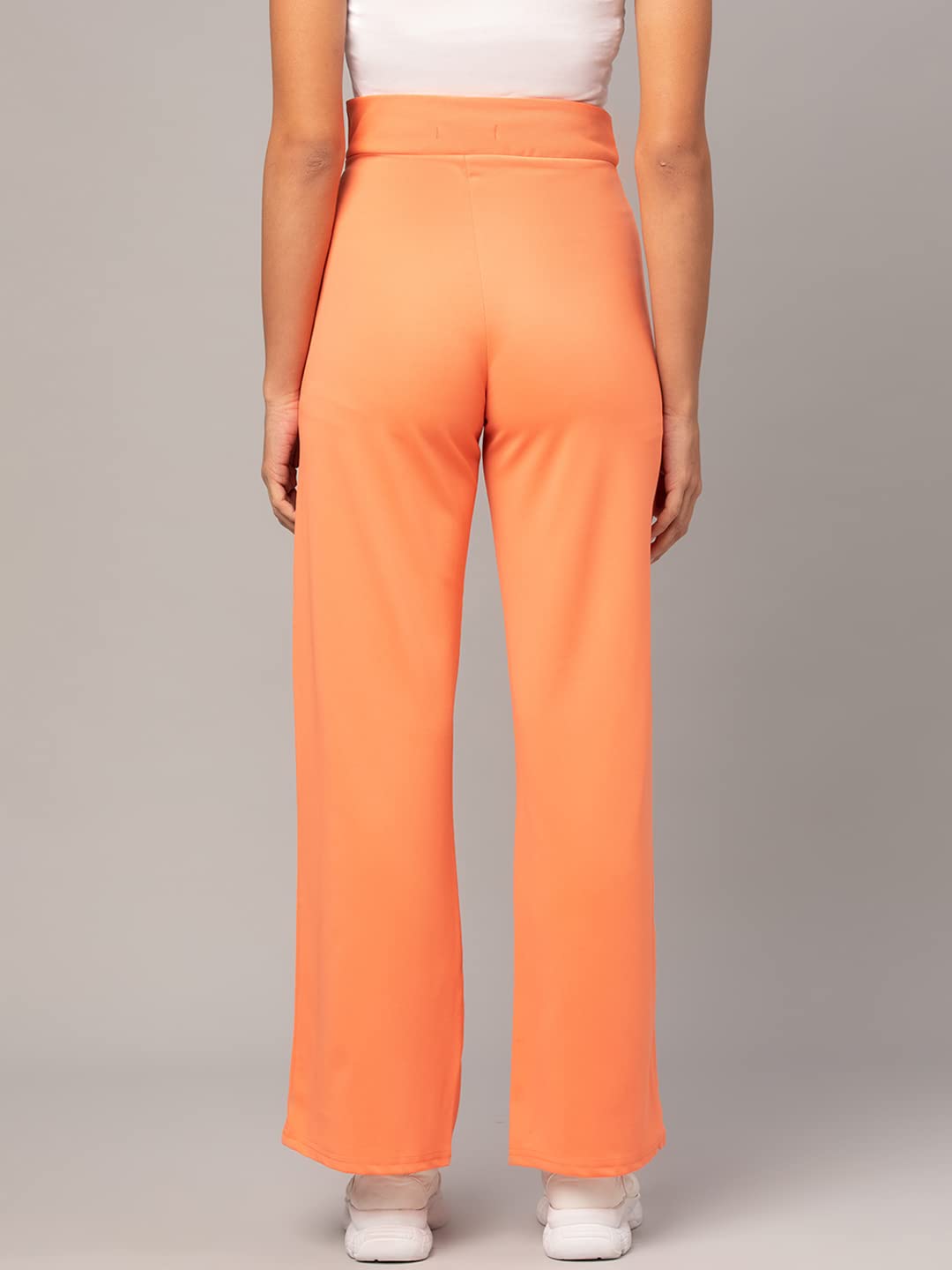 Kotty Womens High Rise Regular Solid Trousers Light Orange