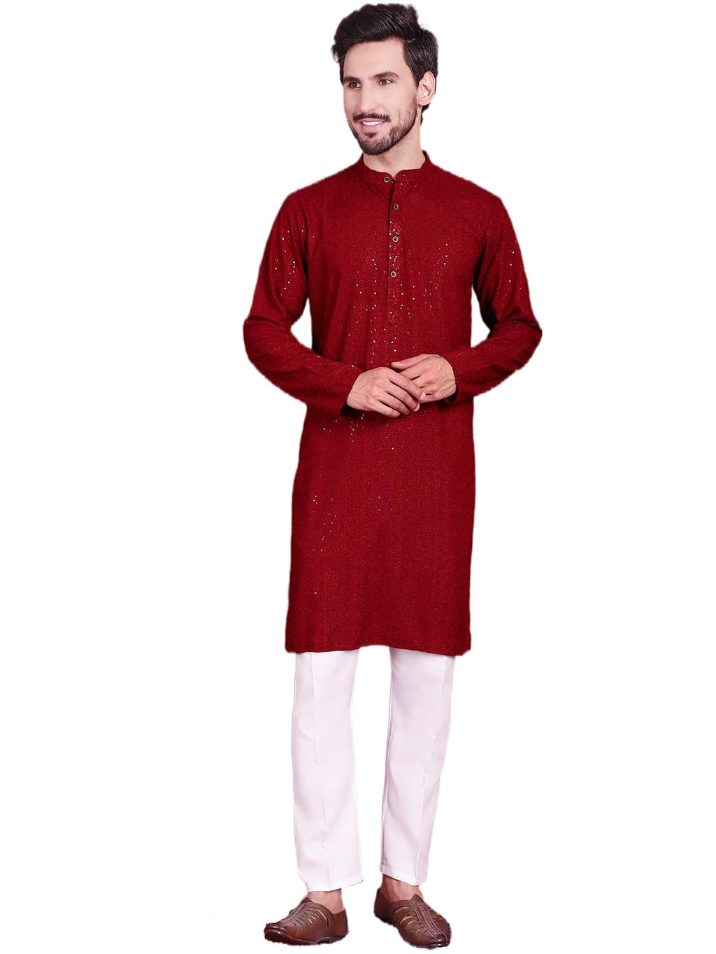 Jompers Mens Sequins Chikankari Kurta Pyjama Set
