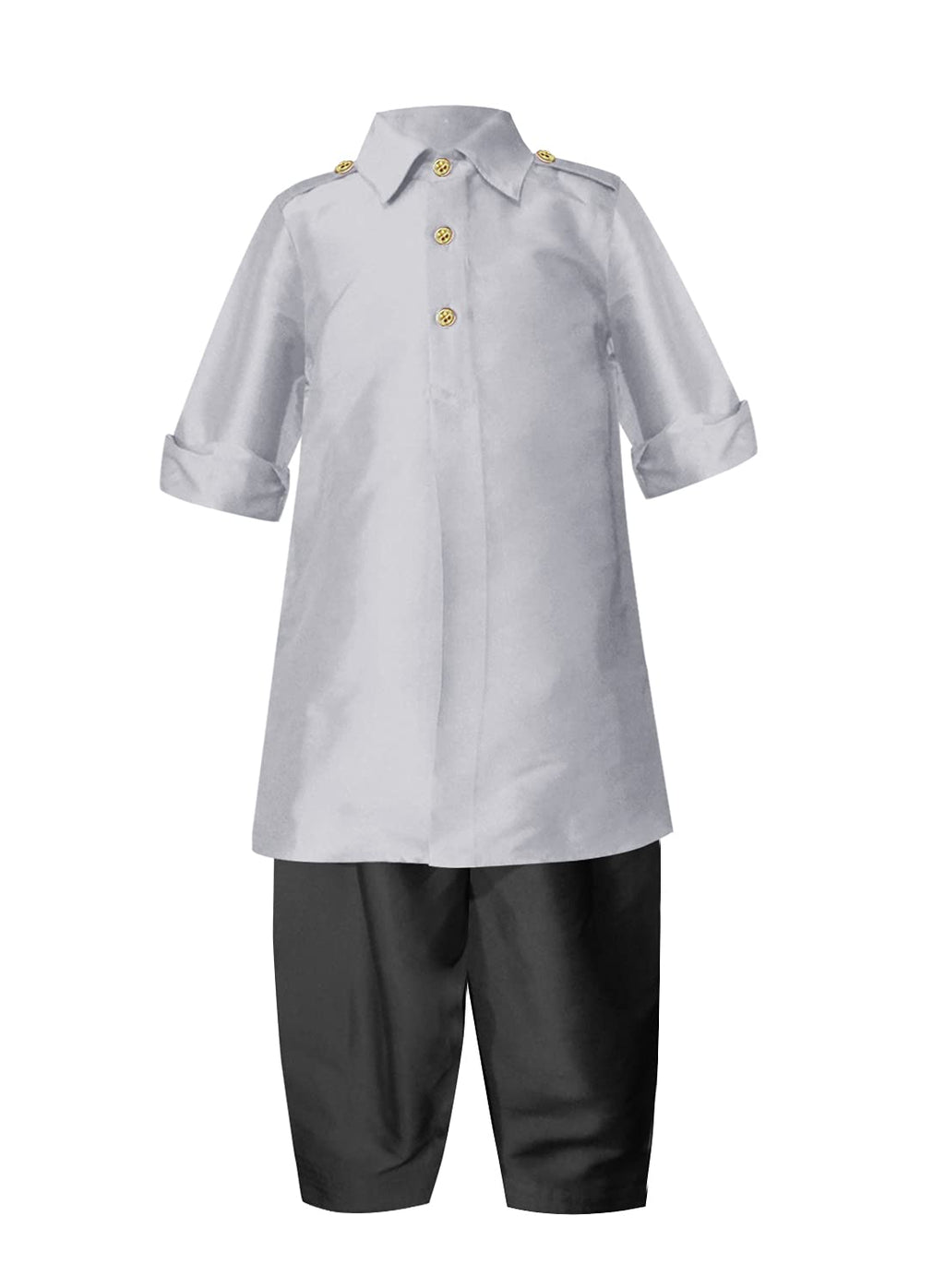 A.T.U.N. (All Things Uber Nice) Boy'S Regular Pathani Suit (Bkls Pts_Silver-Black 3-4 Years)