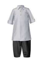 A.T.U.N. (All Things Uber Nice) Boy'S Regular Pathani Suit (Bkls Pts_Silver-Black 3-4 Years)