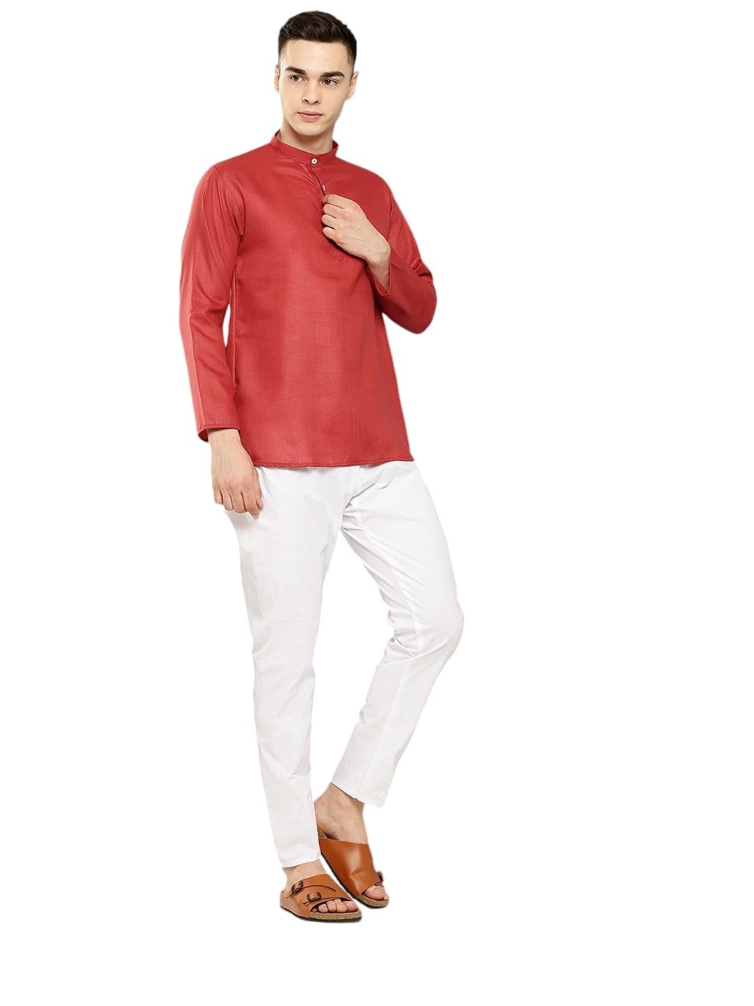 Aarika Mens Ethnic Wear Red Colour Solid Cotton Kurta Pyjama Set (S-Xxl)