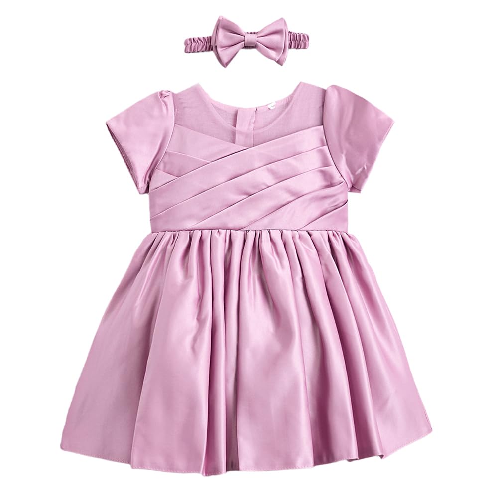Hopscotch Baby Girls Knee Length Party Dresses In Pink Color For Ages (1824 Months) 18-24
