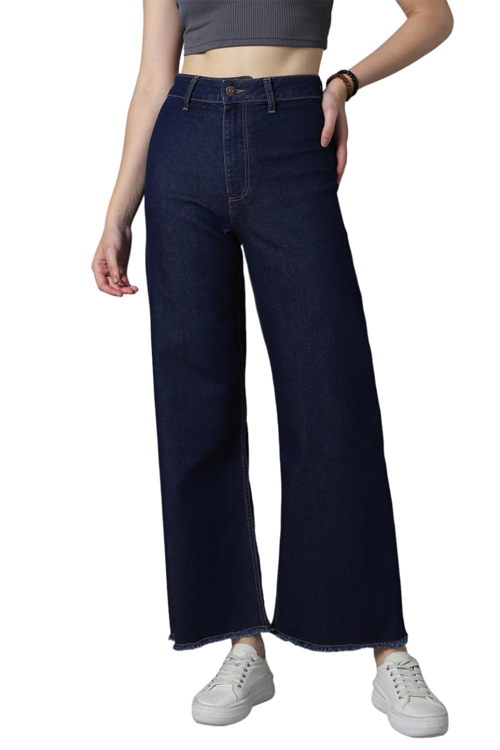 High Star Women Straight Fit High-Rise Clean Look Stretchable Jeans