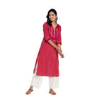 Fabindia Women'S Cotton Regular Fit Kurta (202617401_Fuschia, Pink