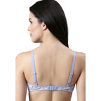 Enamor Womens Cotton Wire Free Casual T-Shirt Bra (A039_Lilac Marble Print