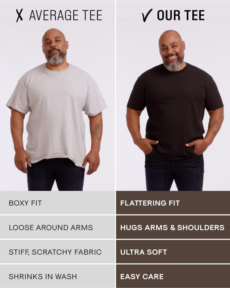 True Classic 6 Pack, Staple Color Pack, Men's Short Sleeve Crew Neck T-Shirt, Medium