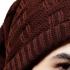 Weavers Villa Set Of Snow Proof Inside Fur Acro Wool Unisex Beanie Cap Knit Hat Thick Fleece Lined Winter Cap With Gloves For Me