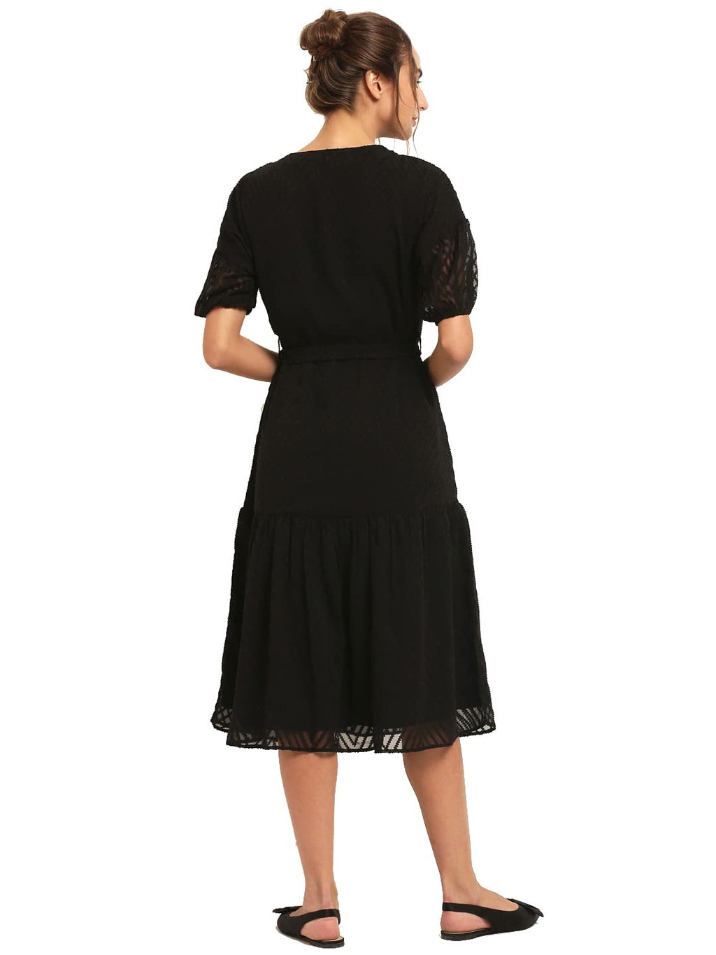 Rare London Women'S Standard Length Midi Casual Dress (Ep31080-Xl_Black_X-Large_Black_Xl)