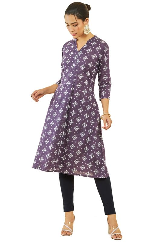 Soch Women Cotton Slub Bandhani Print A-Line Kurta