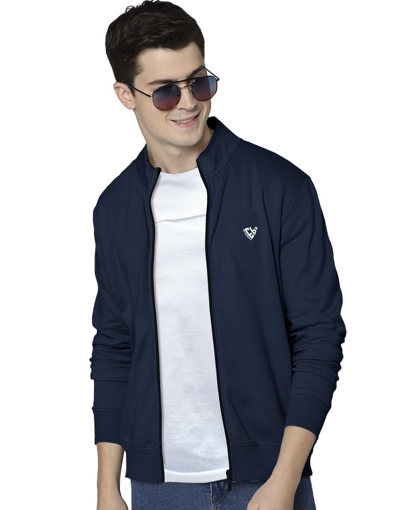 Eyebogler Mens Henley Neck Full Sleeves Regular Fit Solid Jacket