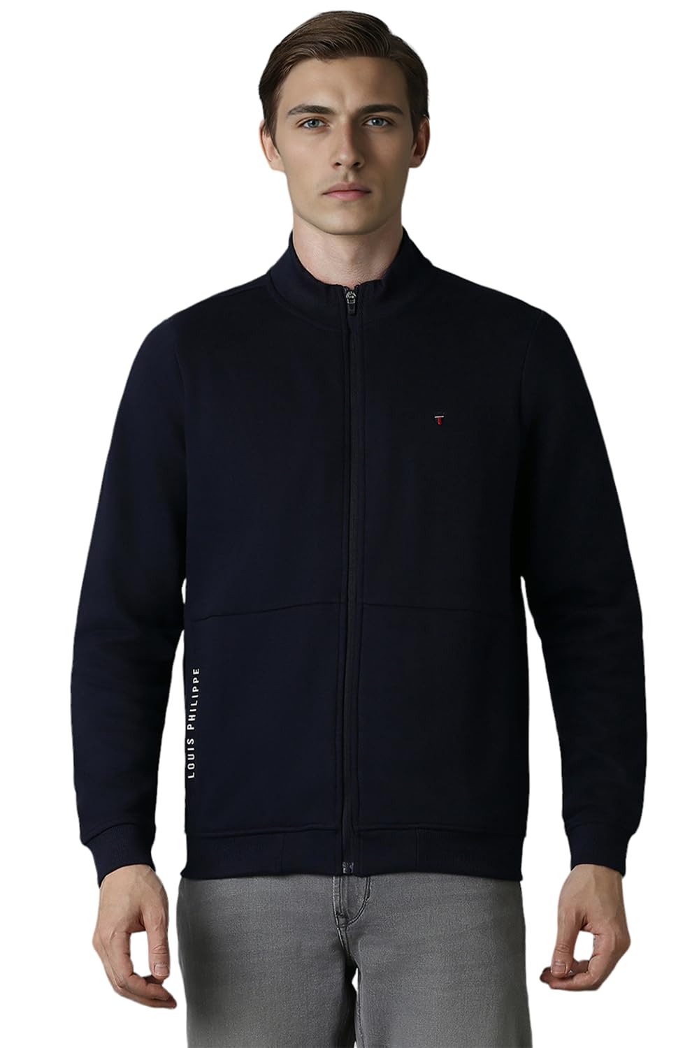Louis Philippe MenS Cotton Blend Round Neck Regular Fit Sweatshirt (Lystcrgp965601_Navy, X_Large)