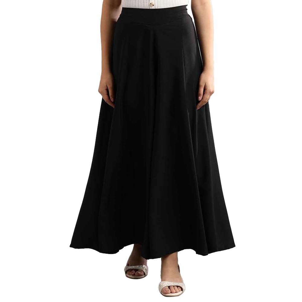 Aurelia WomenS Crepe Loose Fit Mid Rise Palazzo Bottom (20Cra60094-601659_Black_X-Small)