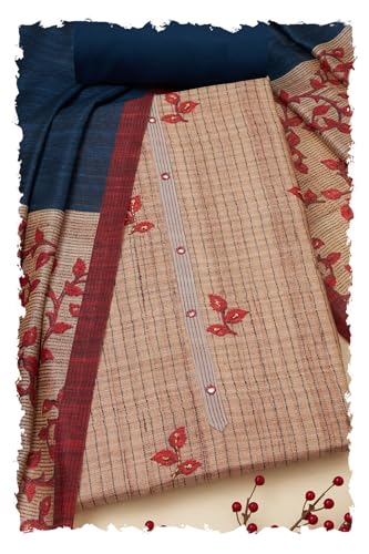 Soch Women Tussar Botanical Print Unstitch Dress Material with Sequins