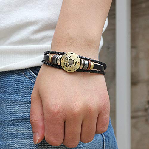 Dcfywl731 2Pcs Virgo Zodiac Bracelets for Women 12 Constellations Multilayer Leather Bracelet Handmade Woven Zodiac Sign Wrap Wr