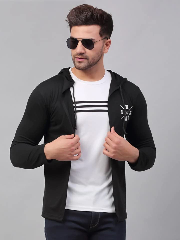RIGO Black Full Sleeves Front Open Shrug for Men | Long Sleeves Front Open Cardigan for Men