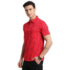 Turtle Men Cotton Stretch Red Printed Polo Neck Half Sleeve Casual T-Shirt
