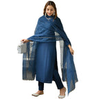 Anni Designer WomenS Cotton Blend Solid Straight Kurta With Pant & Dupatta (Jita Blue_M_Blue_Medium)