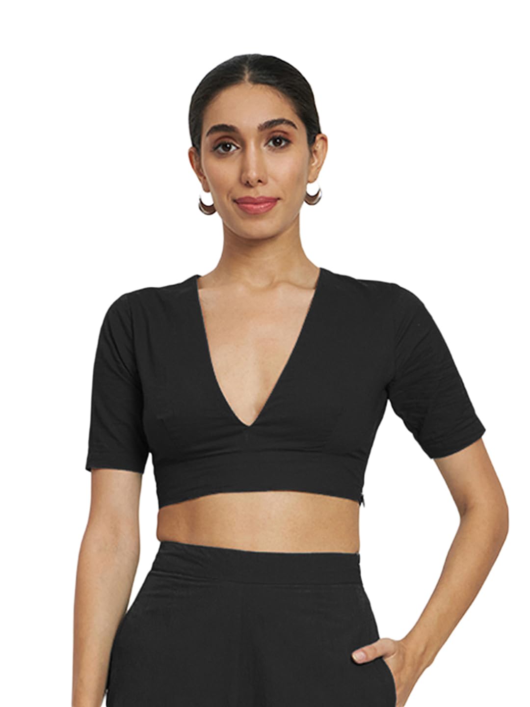 Thevasa WomenS Black Divine Depth Blouse 36