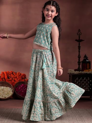 Libas Kids Girl'S Cotton Lehenga Set (90065K_Blue_9-10Y)