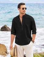 Finivo Fashion MenS Solid Cotton Blend Short Kurta With Mandarin Collar | Casual Ethnic Full Sleeve Kurta For Daily, Festive, An