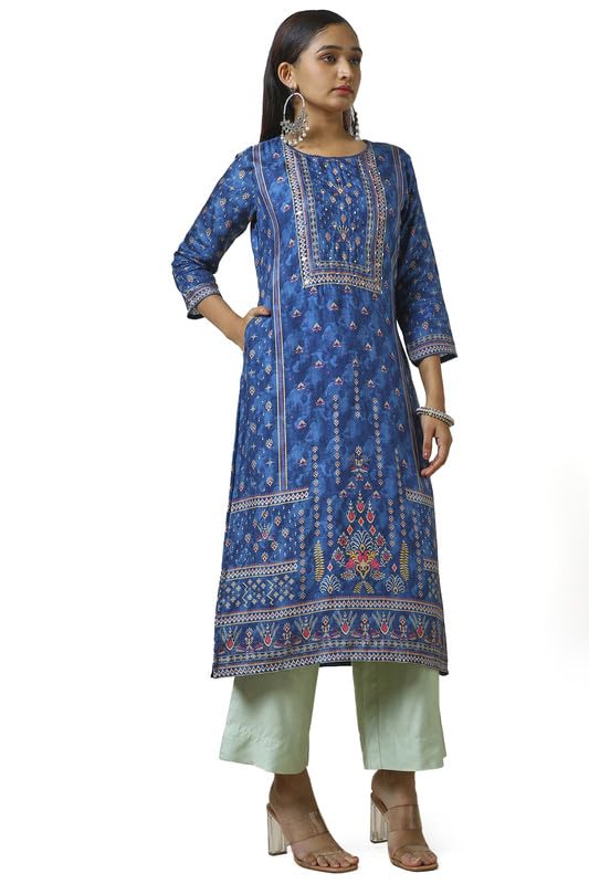 Soch Women Viscose Blend Ethnic Motifs Kurta with Mirror Work