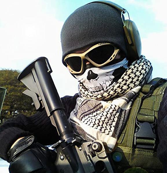 Nuoxinus Black Balaclava Ghosts Skull Full Face Mask for Cosplay Party Halloween Outdoor Motorcycle Bike Cycling Skateboard Hiki
