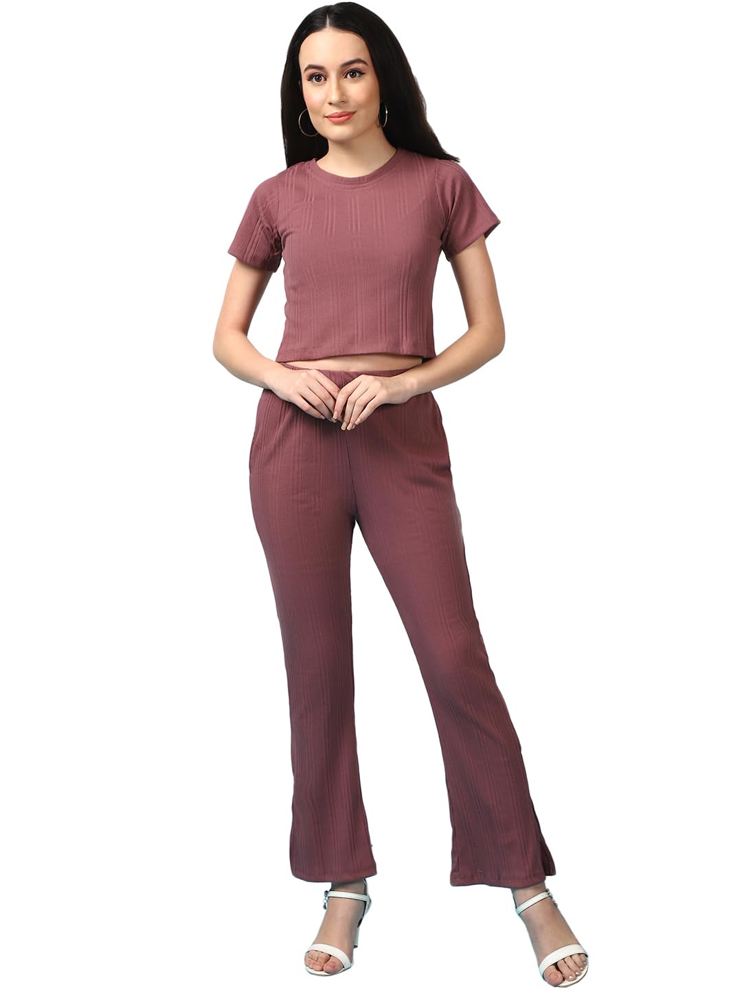 Rigo Cotton Solid Co-ord Set for Women | Round Neck, Slim Fit Tracksuit Co-ords Set for Women | Two Piece Co ord Set | Casual We