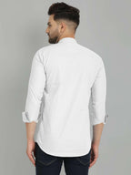Royalscout MenS Cotton Blend Full Sleeve Short Kurta With Mandarin Collar White