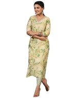 ANNI DESIGNER Womens Rayon Blend Straight Printed Kurta with Pant (Nissu Green_M_Green_Medium)