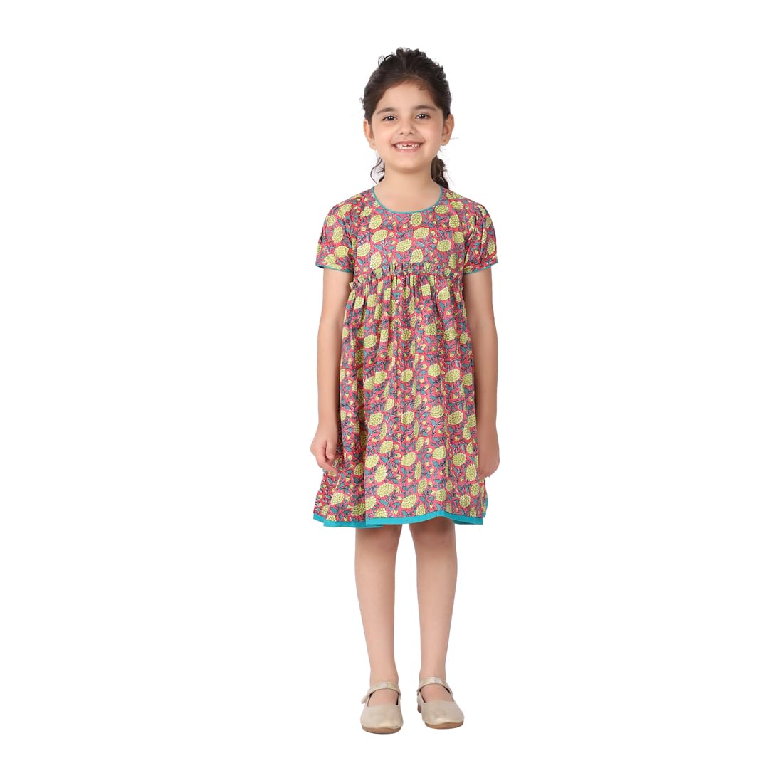 Fabindia Kids Cotton Printed Kurta Pink_6-8Y