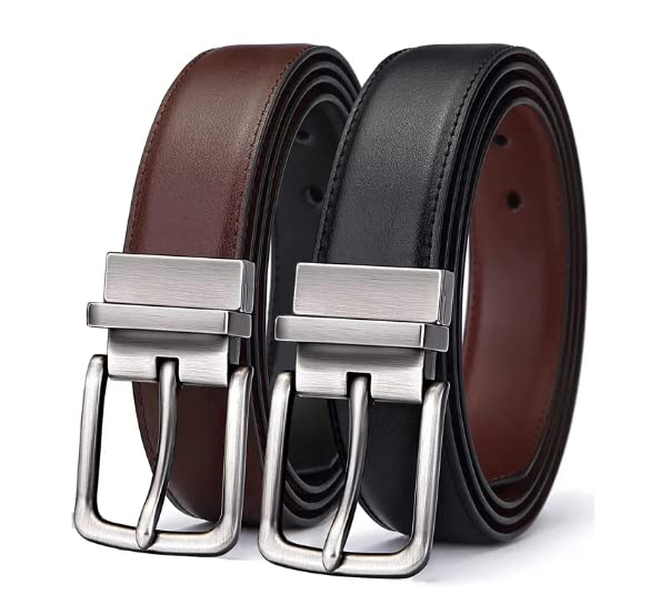 Sunshopping MenS Formal Artificial Leather Black & Brown Pin Buckle Belt Combo Set (Bob23) (28, Black01) 28