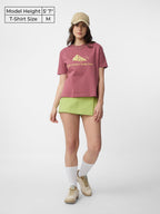 The Souled Store Friends: Joeys Pizza Women and Girls Short Sleeves Round Neck Pink Embroidered Cotton Relaxed Fit T-Shirts
