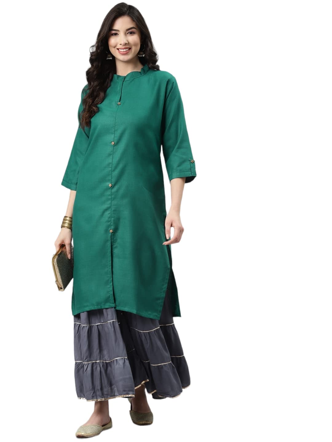 Aarika WomenS Cotton Regular Fit Regular Tunic Shirt (Kurti-Re-5407_Rama_S)