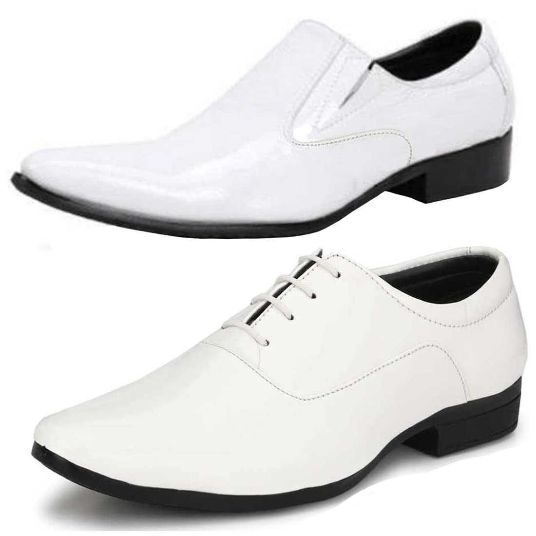 Fashionable Trendy Formal Shoes/Party Shoes/ 2 Shoes Combo with Free Belt for Men and Boys (BAZAAR8901_VTR401Wht) Multicolor 6