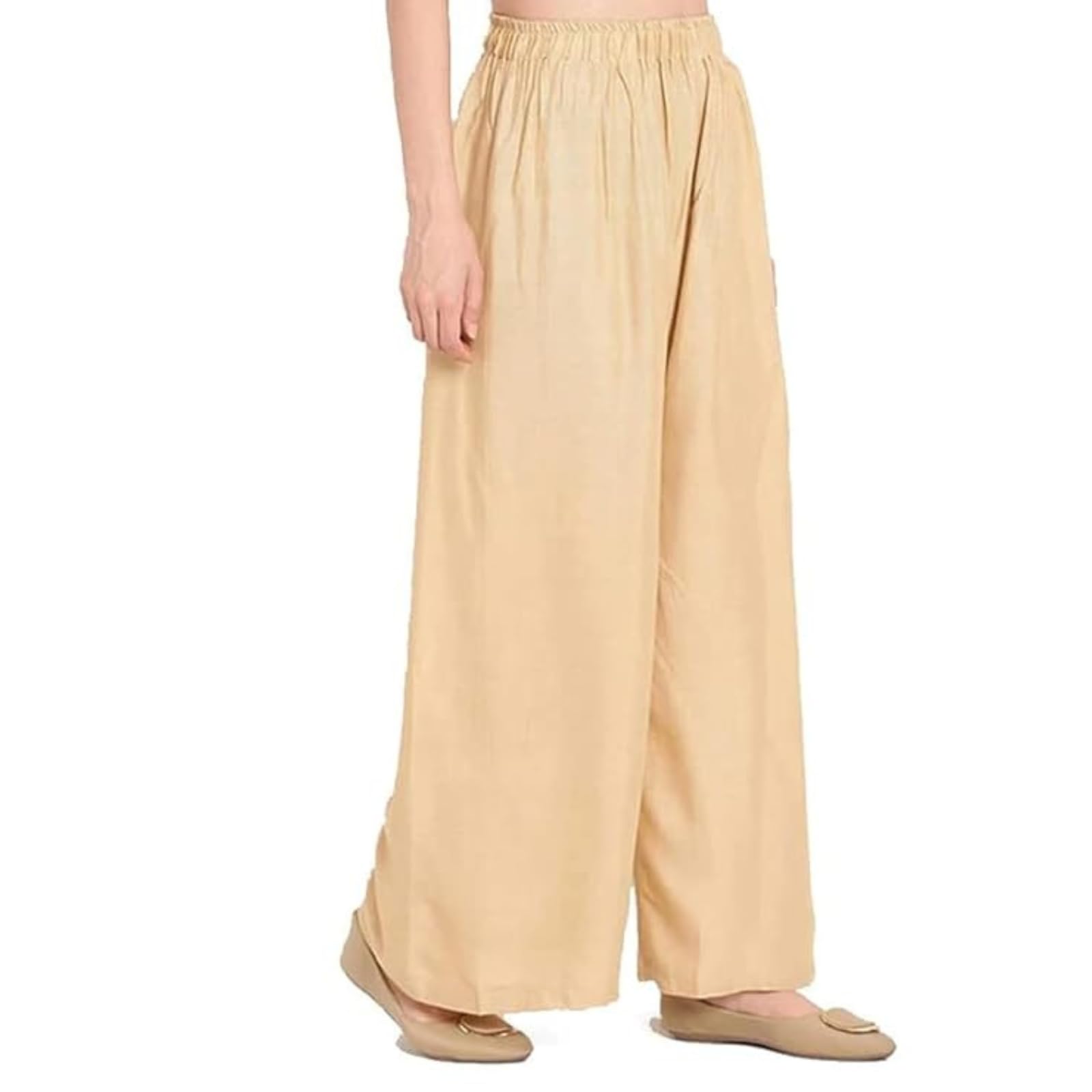 Fashion Gallery WomenS Rayon Relaxed Fit Palazzo Pants With Full Length Pull On Closure And Elasticated Flexible Waist|Palazzo 