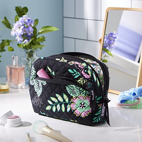 Vera Bradley Women's Cotton Medium Cosmetic Makeup Organizer Bag, Dreamer Paisley - Recycled Cotton, One Size