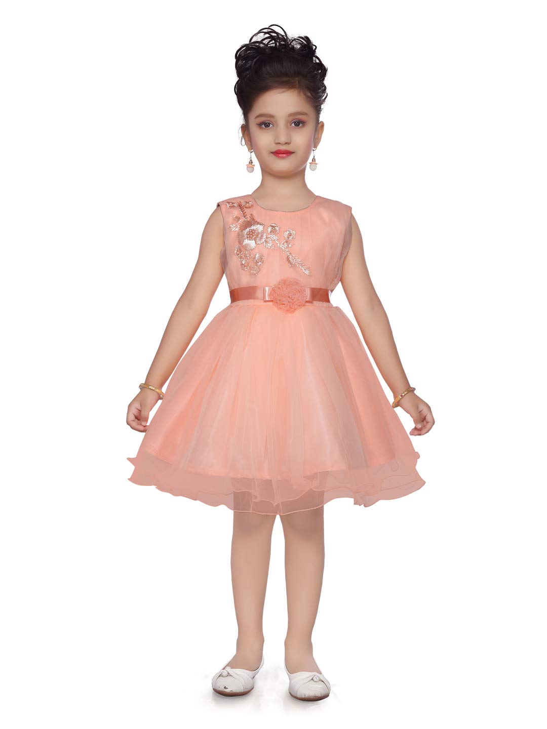 Aarika Baby Girl Knee Length Dress (Peach_6 Months-12 Months)