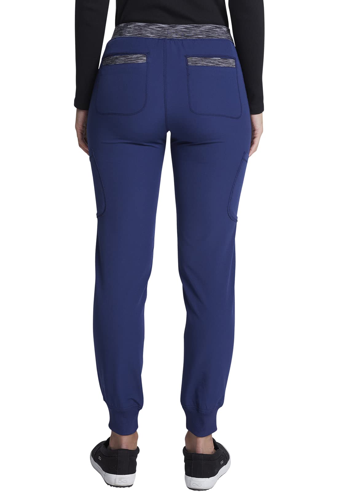 Dickies Dynamix Women Scrubs Pant Natural Rise Tapered Leg Jogger Plus Size DK185, 3XL, Navy & Black Combo