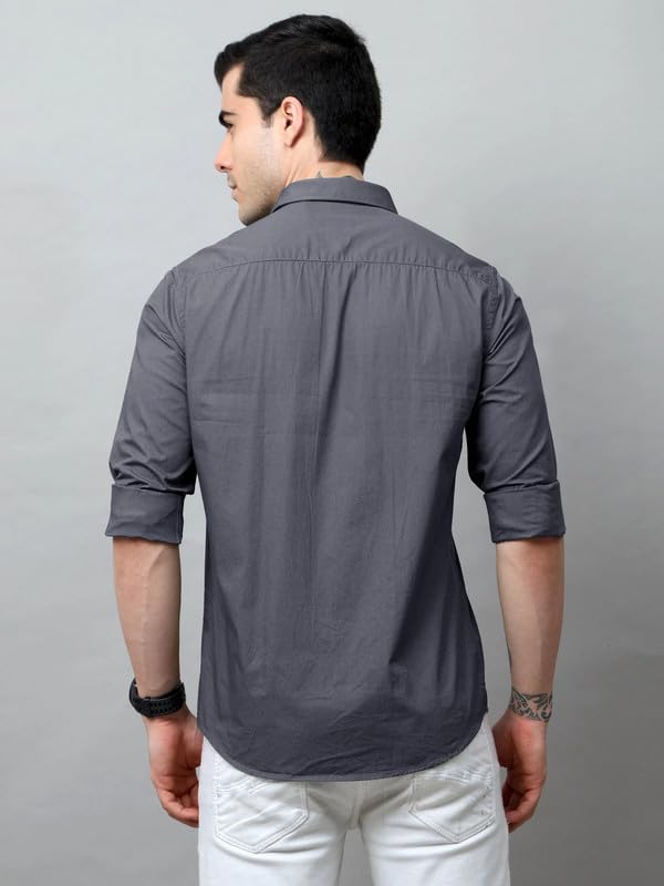 Tee Projekt Cotton Shirt For Men Ll Front Pocket Shirt Ll Stylish Long Sleeve Shirt Ll Soild Regular Fit (Pack Of 2) Grey-Maroon