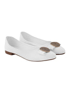 Shoetopia Womens Zip Ballet Flats White