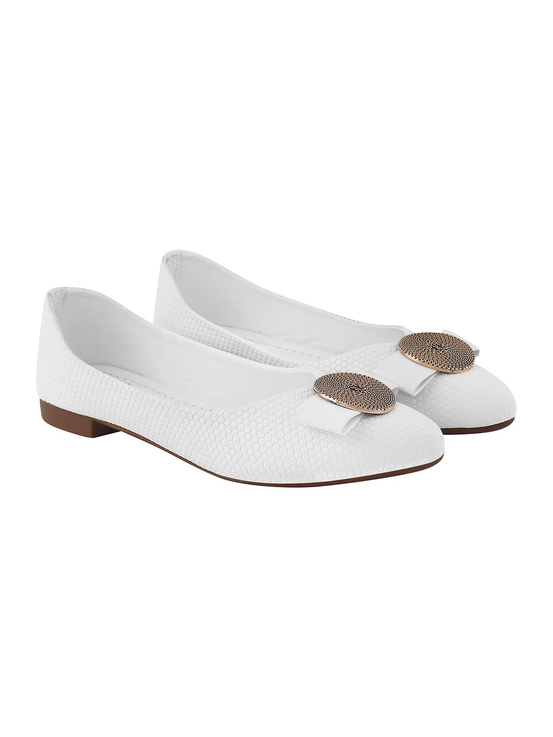 Shoetopia Womens Zip Ballet Flats White