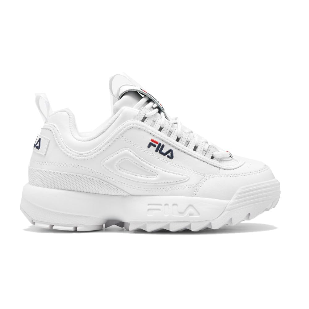 Fila Men's Strada Disruptor fashion sneakers, White/Peacoat/Vinred, 10 US